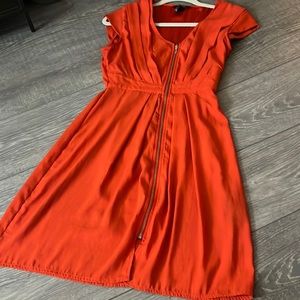 H&M orange dress with gold zipper